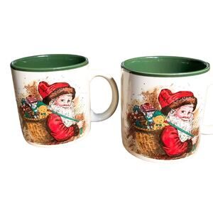 Set of 2 Vintage Christmas Coffee Mugs Set of 2 Santa Coffee Cup